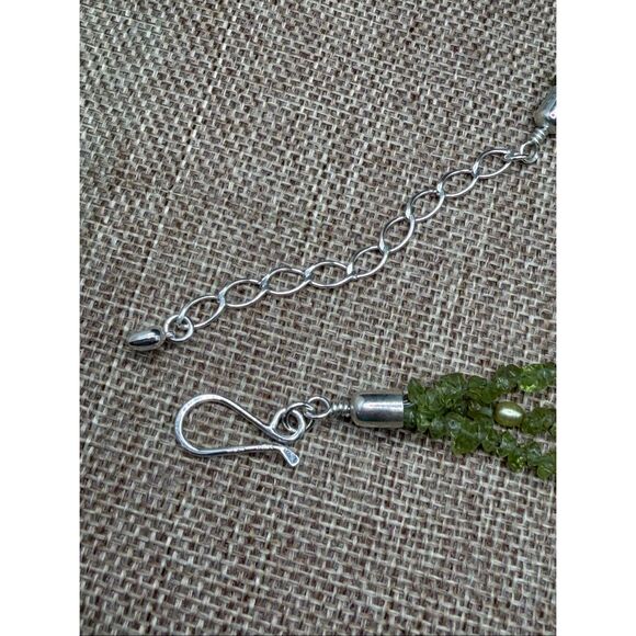 Exquisite Multi-Strand Peridot & Freshwater Pearl Couture Necklace Stamped DR925 - Picture 6 of 9